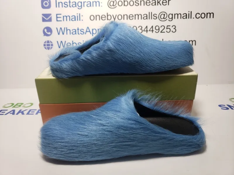 Obosneaker QC Pics ： Marni Long-Hair Calfskin Fussbett Sabot Blue SBMR000600P412200B50