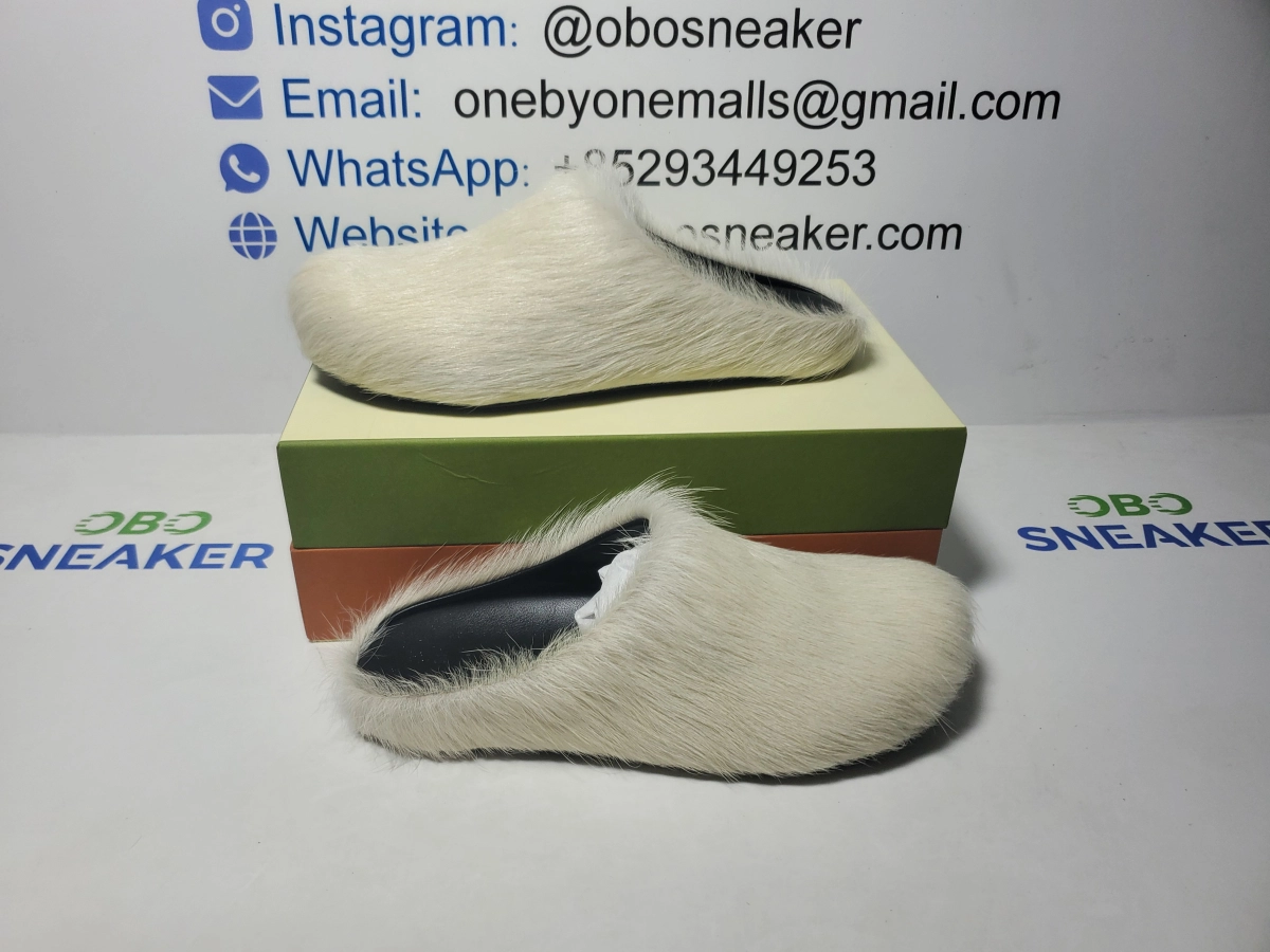 Obosneaker QC Pics ：Marni Long-Hair Calfskin Fussbett Sabot Grey SBMR000600P412200N15