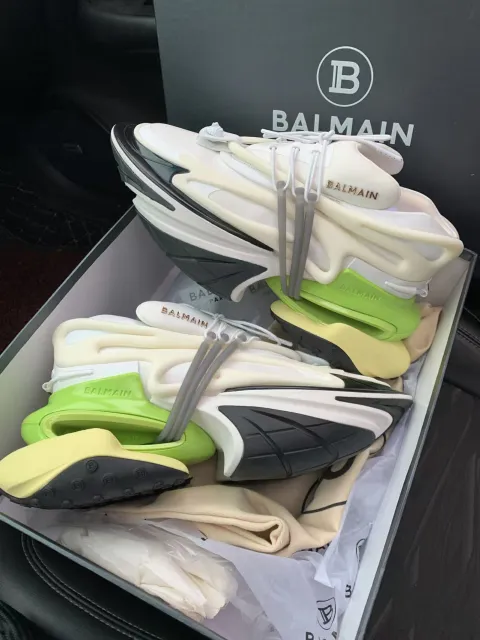 Obosneaker Customer Feedback ： BALMAIN Multikolor Buty sportowe Black, white, and green