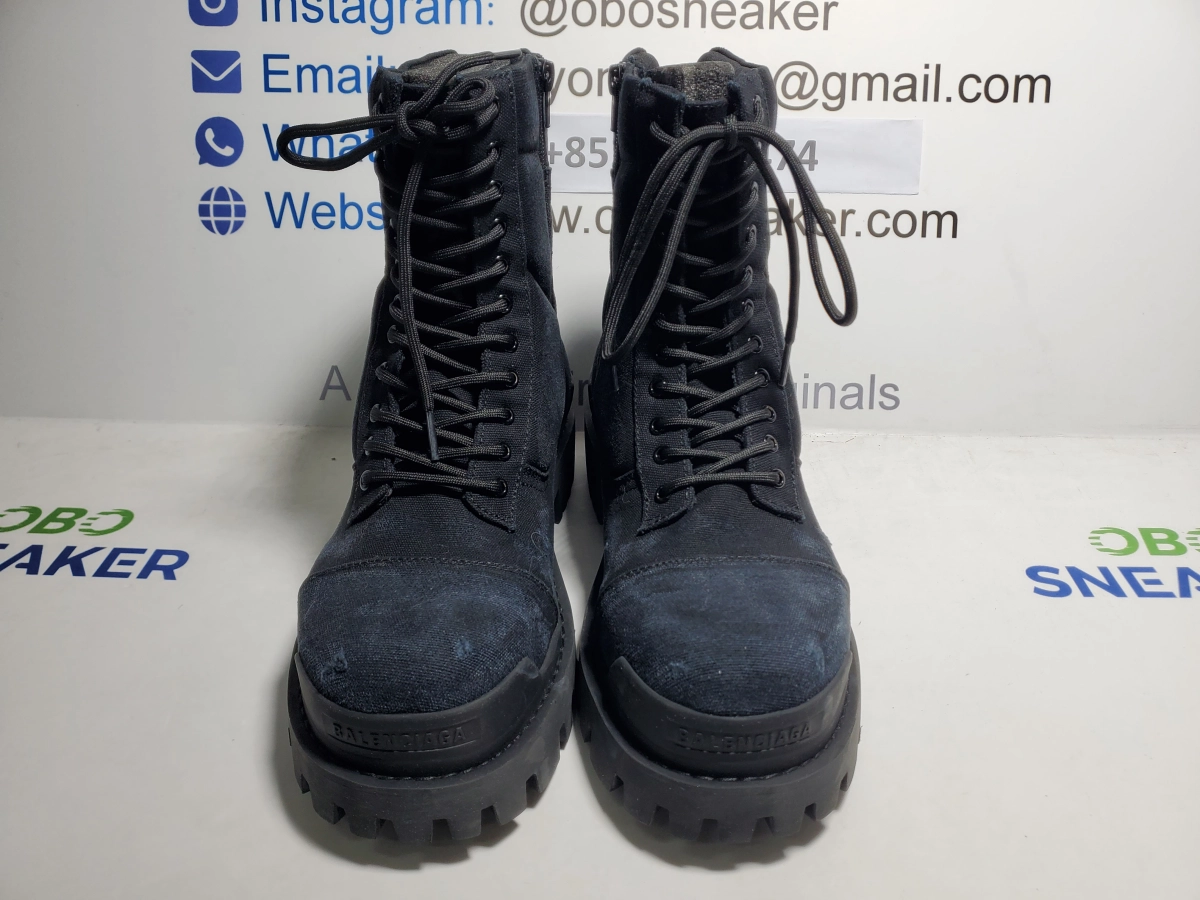 Obosneaker QC Pics ：Balenciaga Strike 2MM Lace-up Boots in Black 694060-W2H11-1000 👢