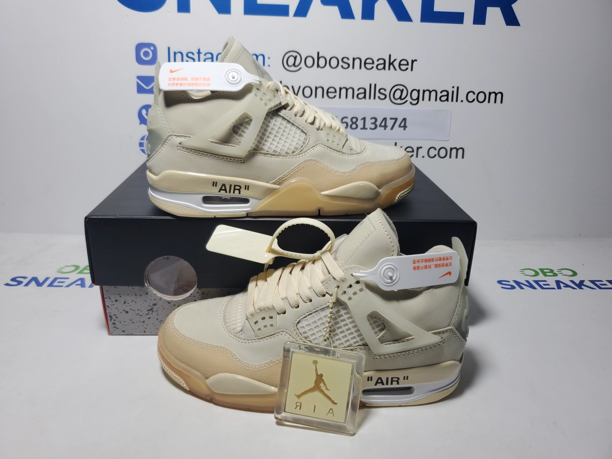 Obosneaker QC Pics ：TOP Version OFF White x Air Jordan 4 Sail CV9388-100