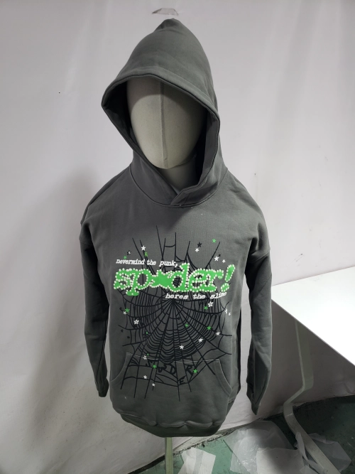 Obosneaker QC Pics ：Sp5der Punk V2 Hoodie & Sweatpant Set Slate Grey