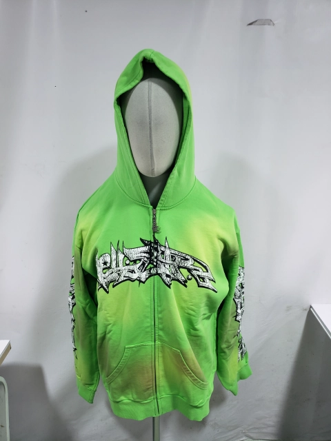 Obosneaker QC Pics ：💚Hellstar Graffiti Zip-Up Hoodie Green