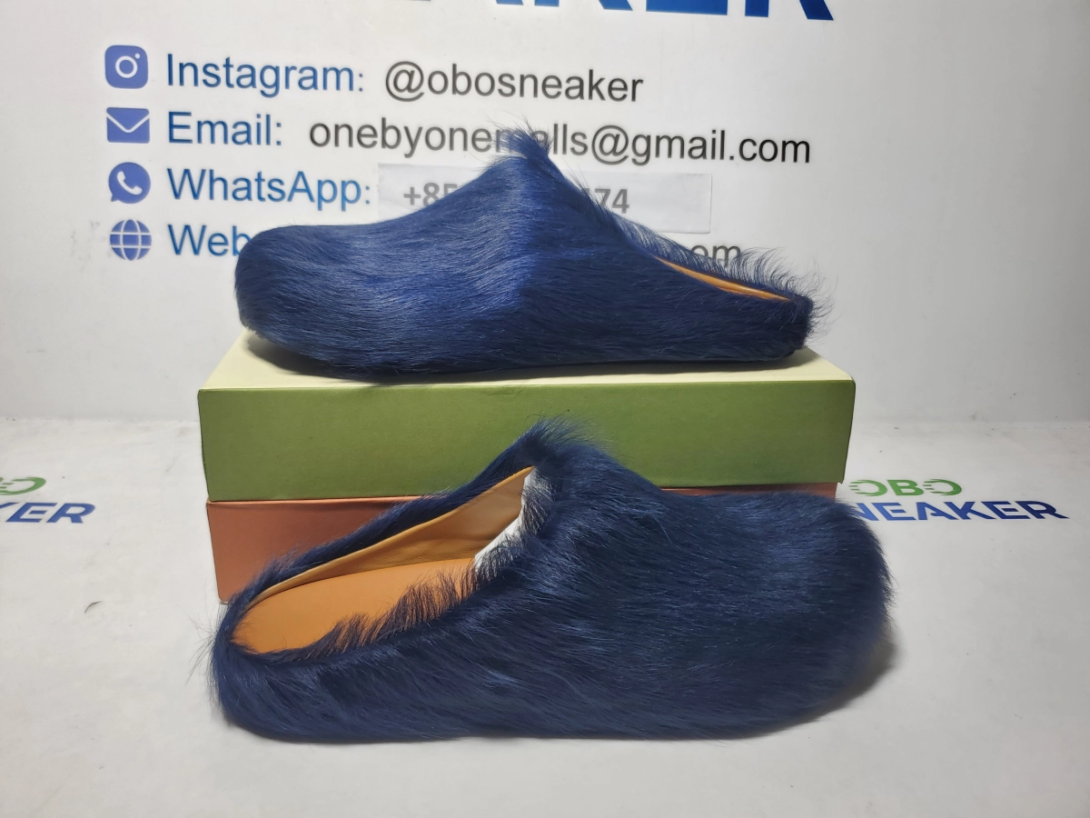 Obosneaker QC Pics ：Marni Long-Hair Calfskin Fussbett Sabot Navy SBMR000600P412200B84