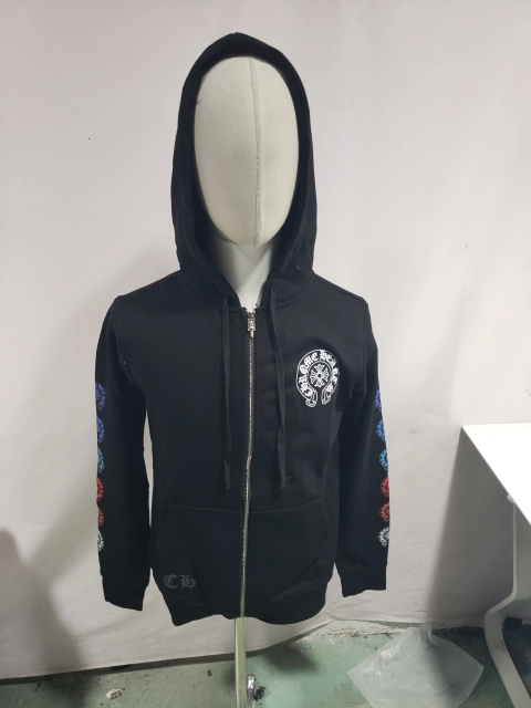 Obosneaker QC Pics ：Chrome Hearts Multicolor Sleeve Zip Hoodie Black/White
