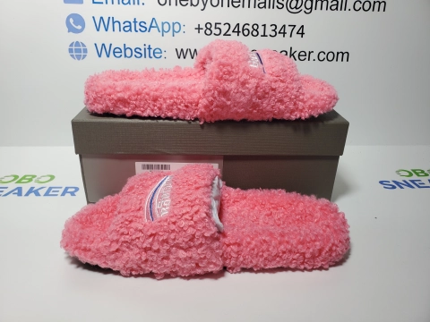 Obosneaker QC Pics ：Balenciaga Furry Slide Pink 654261W2DO15596