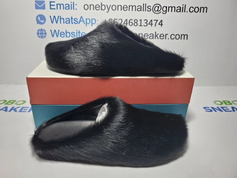 Obosneaker QC Pics ：Marni Long-Hair Calfskin Fussbett Sabot Black SBMR000600P412200N99
