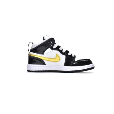 Jordan 1 kids shoes |Jordan 1 Mid PS Black Gold,BQ6932-007