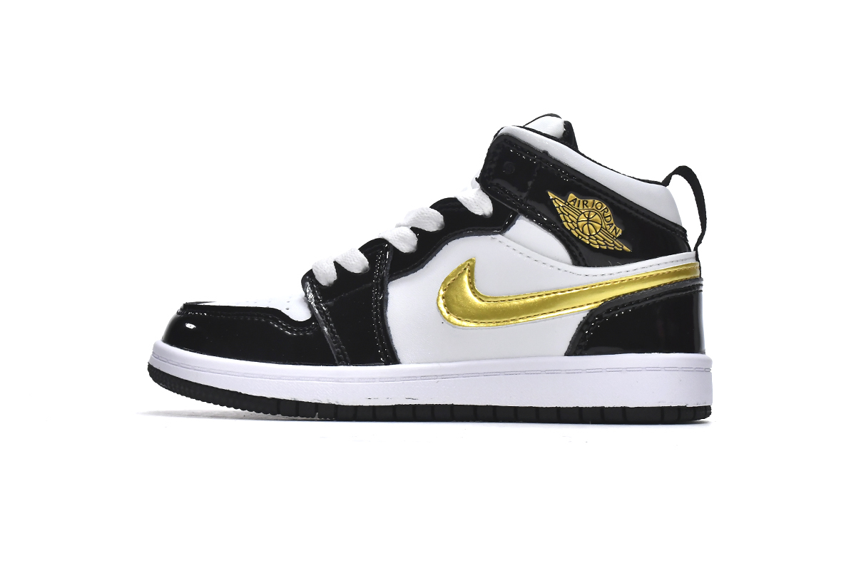 Jordan 1 kids shoes |Jordan 1 Mid PS Black Gold,BQ6932-007