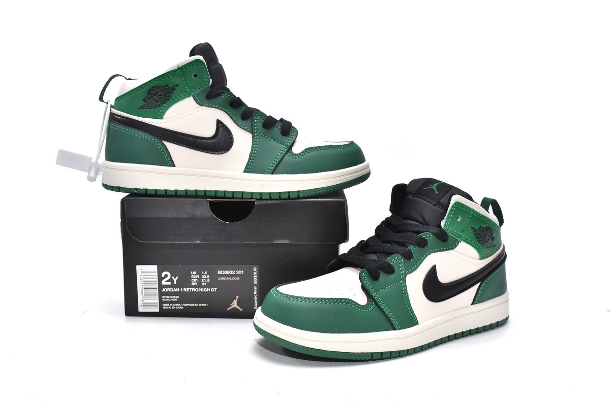 Jordan 1 kids shoes |Jordan 1 Mid PS Pine Green,BQ6932-301