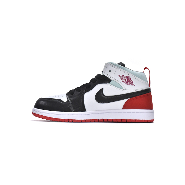 Jordan 1 kids shoes |Jordan 1 Mid PS Red Black Toe,BQ6932-100