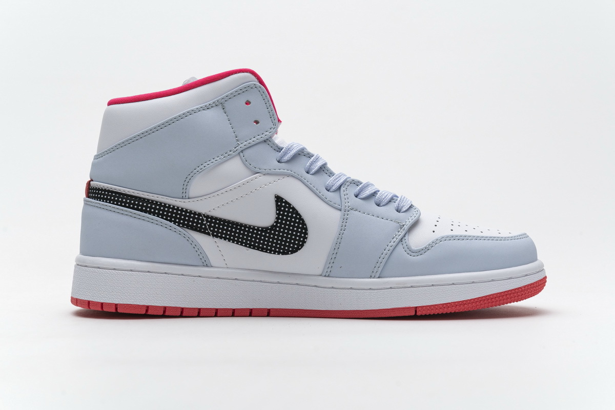 OG Jordan 1 Mid Half Blue Polka Dot Swoosh (GS)