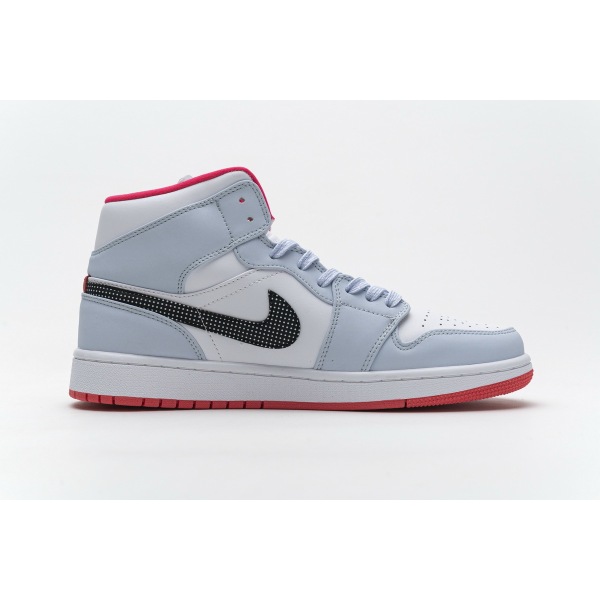 OG Jordan 1 Mid Half Blue Polka Dot Swoosh (GS)