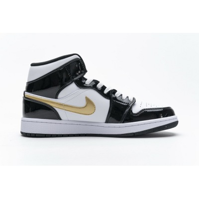 OG Jordan 1 Mid Patent Black White Gold