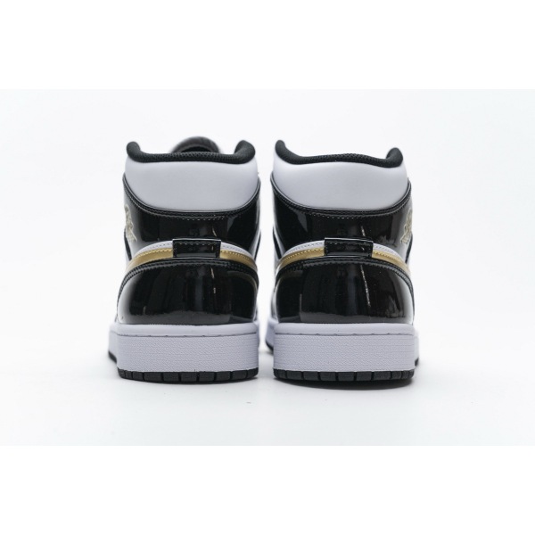 OG Jordan 1 Mid Patent Black White Gold