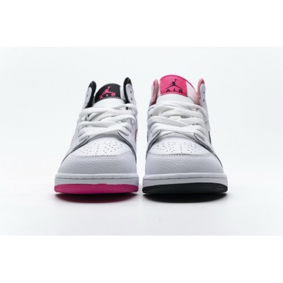 OG Jordan 1 Mid White Black Hyper Pink (GS),555112-106