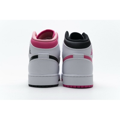 OG Jordan 1 Mid White Black Hyper Pink (GS),555112-106