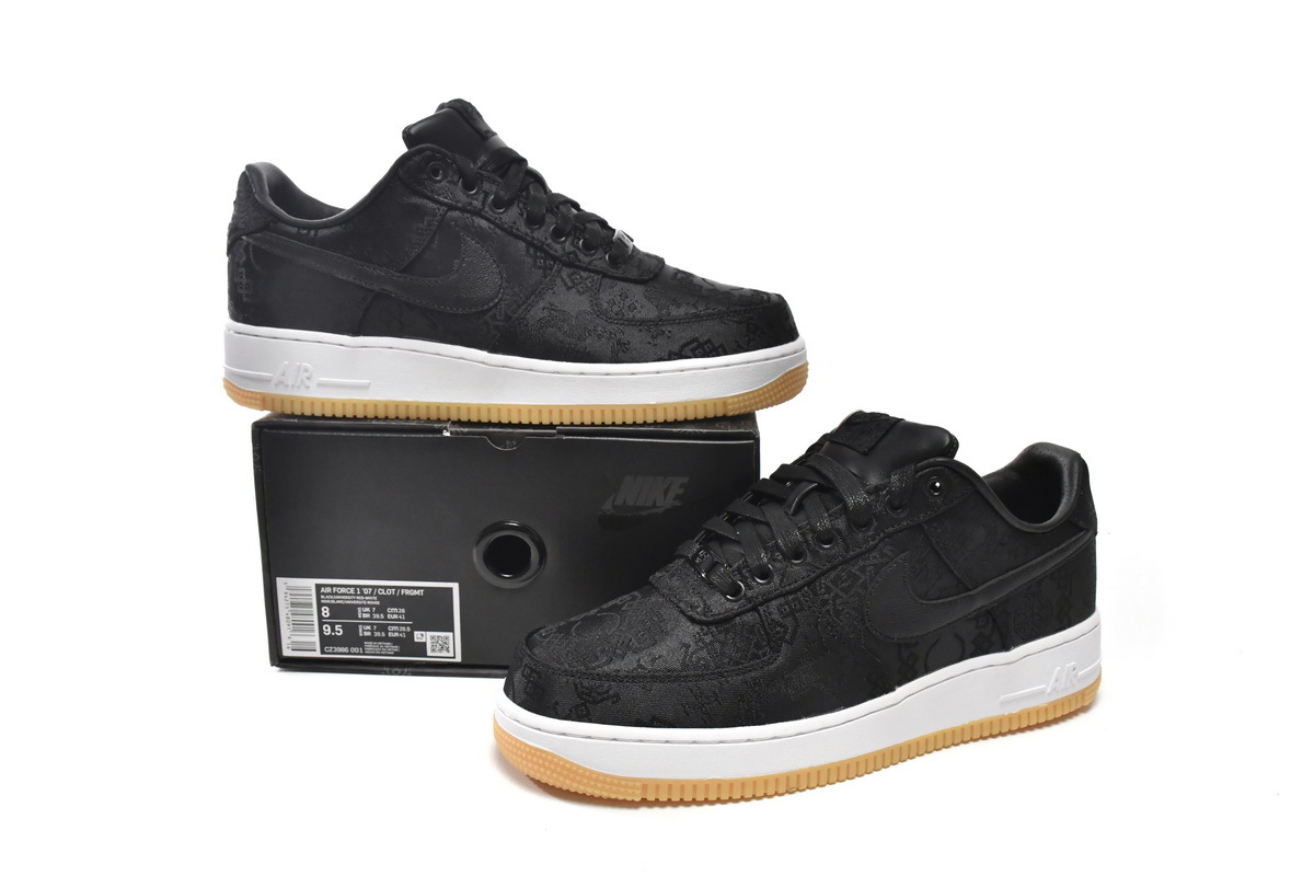 PKGoden Air Force 1 Low Fragment Design x CLOT Black Silk,CZ3986-001