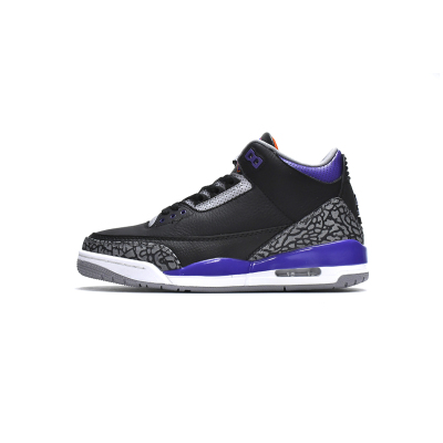 PKGoden Jordan 3 Retro Black Court Purple，CT8532-050