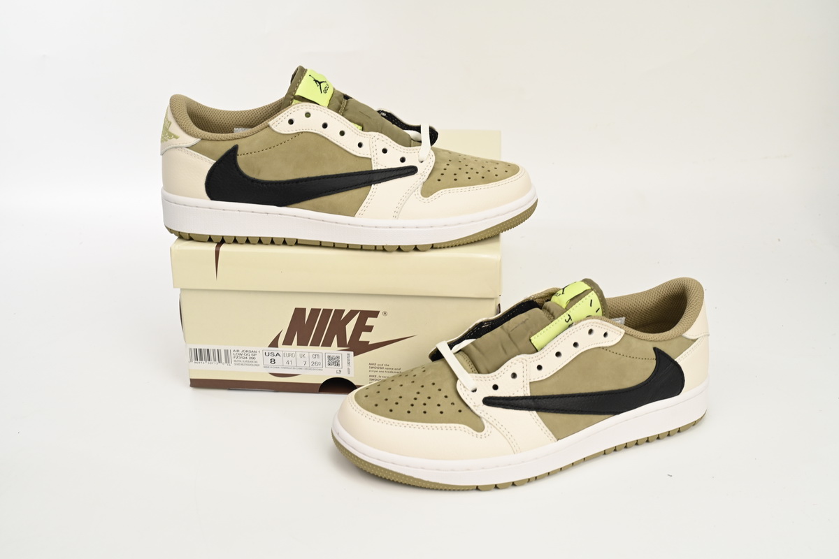 PKGoden Jordan 1 Retro Low Golf Travis Scott Neutral Olive, FZ3124-200