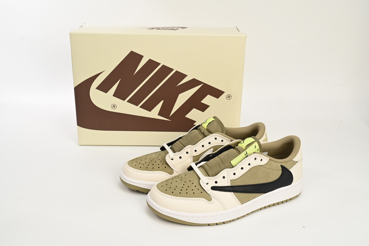 PKGoden Jordan 1 Retro Low Golf Travis Scott Neutral Olive, FZ3124-200