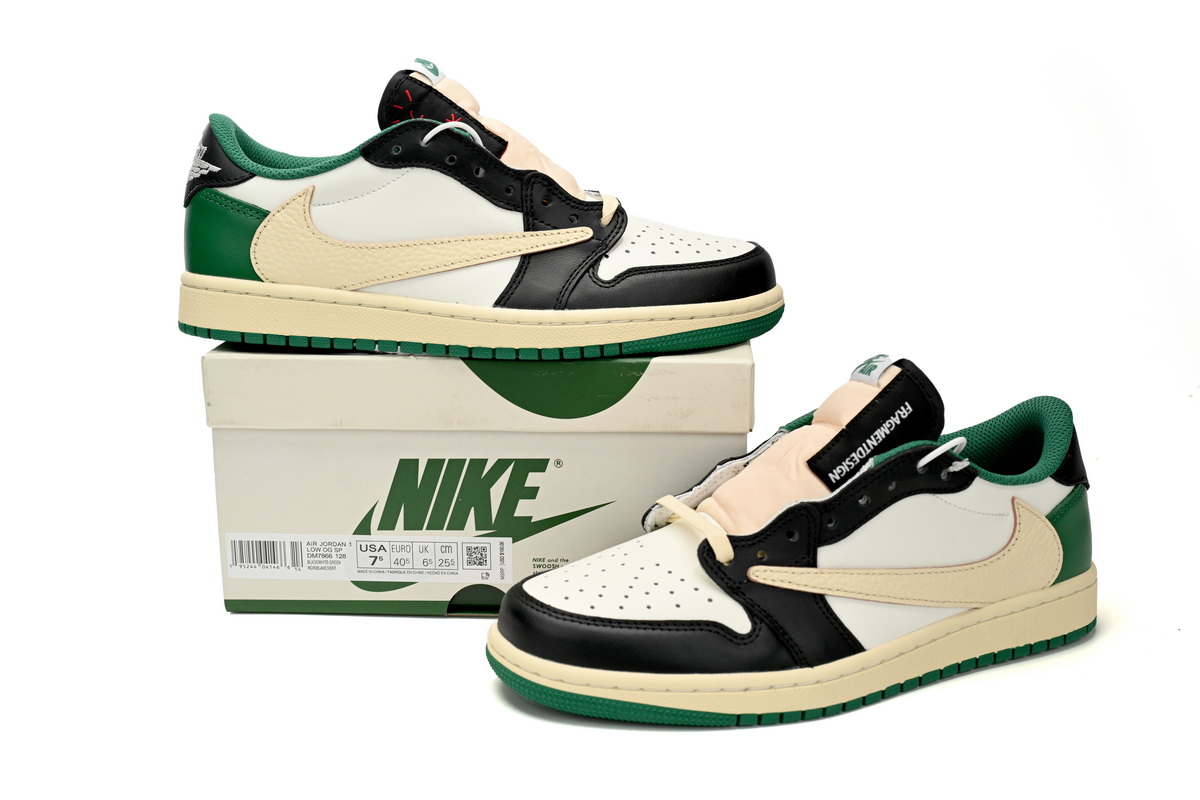 PKGoden Jordan 1 Low Black Green Barb Travis Scott,DM7866-128
