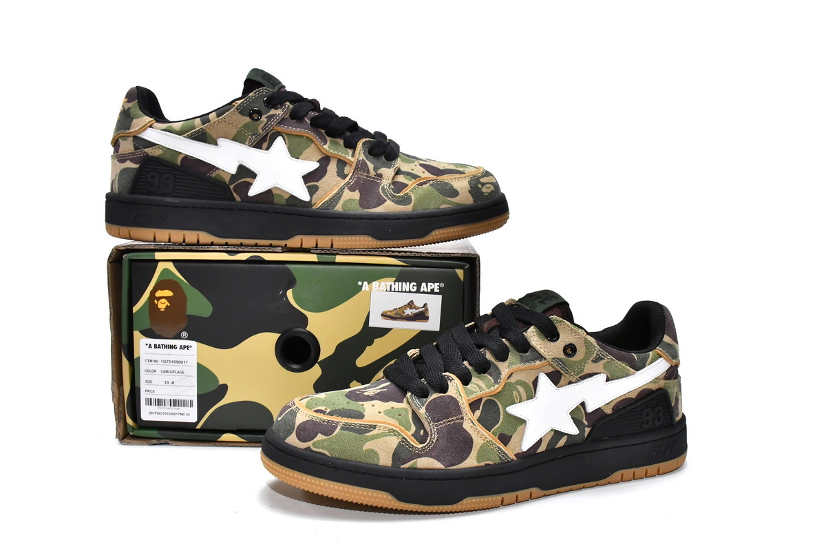PKGoden A Bathing Ape Bape Sk8 Sta Low Green Camouflage,11G70-109-0017