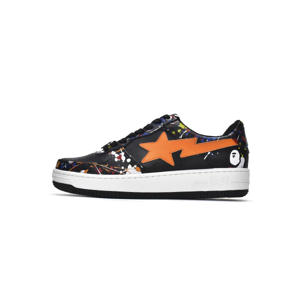 PKGoden A Bathing Ape Bape Sta Low Splash Black Orange,1G70-109-0006