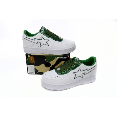 Special Sale A Bathing Ape Bape Sta Low White Green edge,1J30-191-017