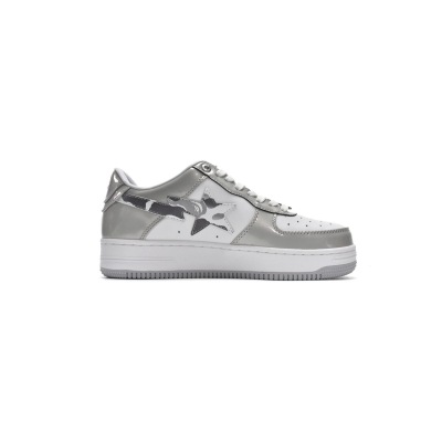 Special Sale A Bathing Ape Bape Sta Low White Grey Mirror Surface