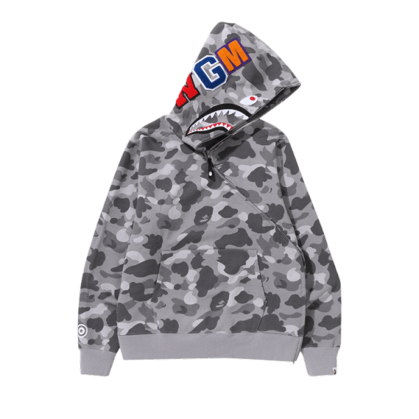 BAPE Honeycomb Camo Shark Full Zip Hoodie Grey