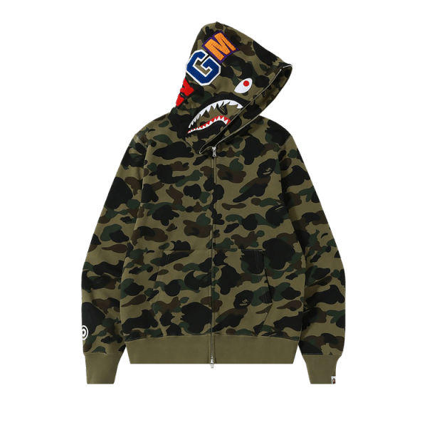 BAPE 1st Camo Shark Full Zip Hoodie Green