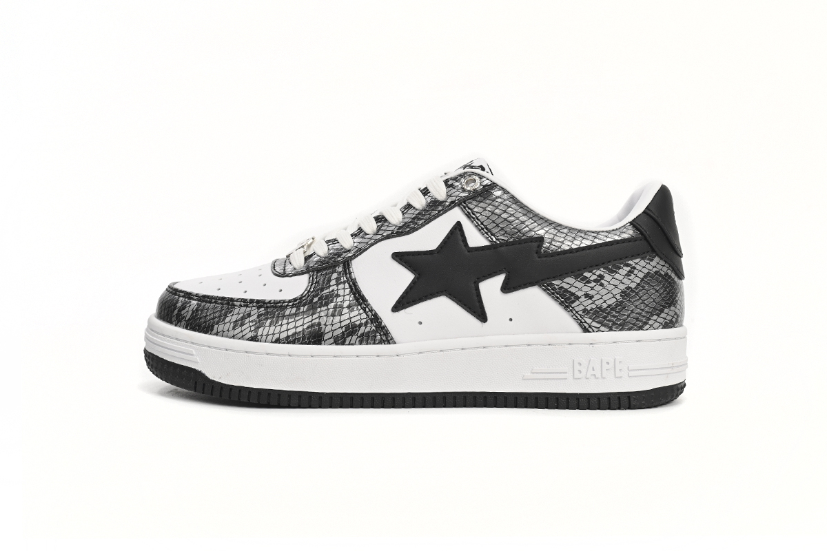 Special Sale A Bathing Ape Bape Sta Low Black Black Snake Skin 1180 191 009