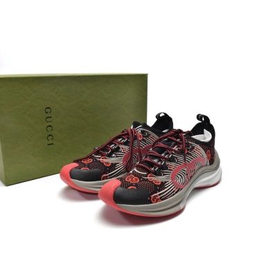 PKGoden  680900-USN10-8490 Gucci Run Sneakers Black Red 01