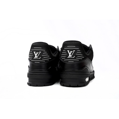  Louis Vuitton Trainer All Black Embossing 1AARER, Replica Shoes 02