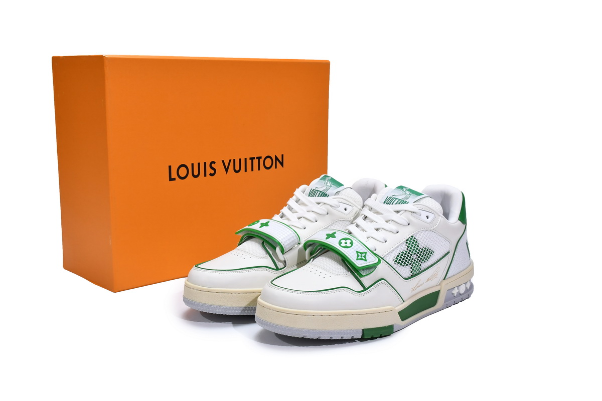 PKGoden   Louis Vuitton Trainer White Green 1A98UX 