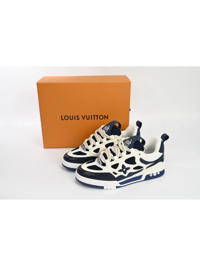 PKGoden Louis Vuitton Leather lace up Skate Board Shoes Blue 51BCOLRB 02