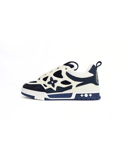 PKGoden Louis Vuitton Leather lace up Skate Board Shoes Blue 51BCOLRB 01