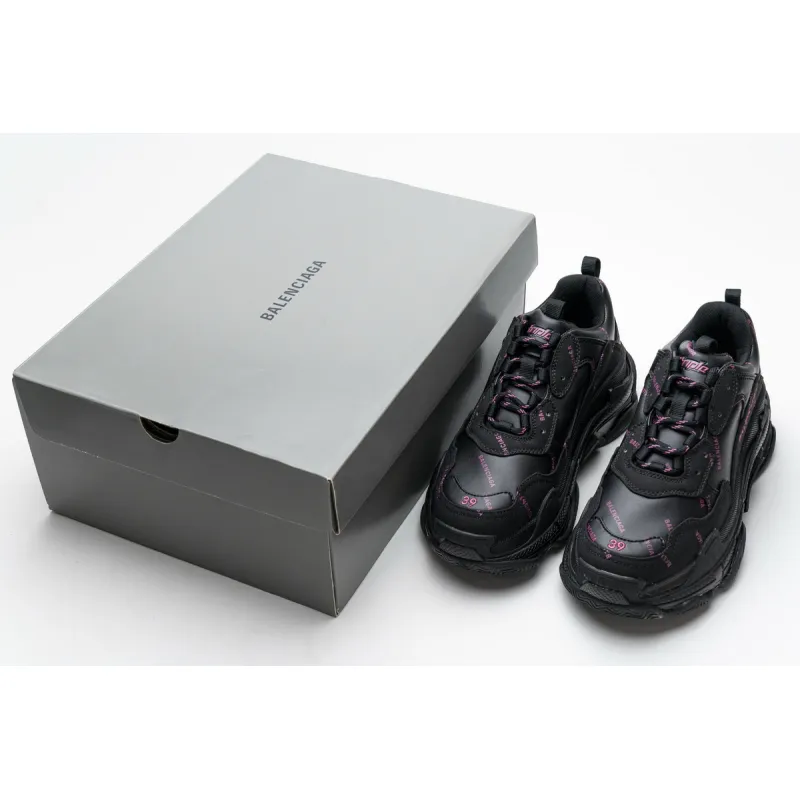 PKGoden   Balenciaga Triple S Letter Black Pink 524039 W2FA1 7635