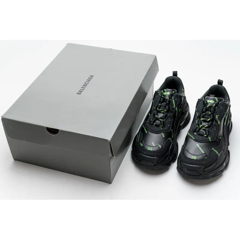 PKGoden   Balenciaga Triple S Letter Fluorescent Yellow 524039 W2FA1 7633