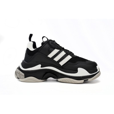 PKGoden   Balenciaga X adidas Triple S Black And White Bars 02