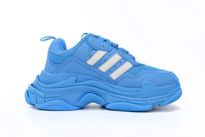 PKGoden    Balenciaga X adidas Triple S Blue And White Bars 02