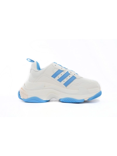 PKGoden    Balenciaga X adidas Triple S White And Blue Bars 02