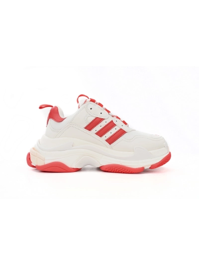 PKGoden    Balenciaga X adidas Triple S White Red Bar 02