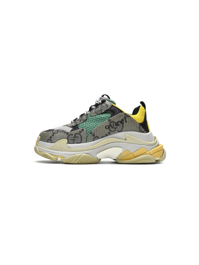 PKGoden    Balenciaga x  Gucci  Triple S Grey Green 01