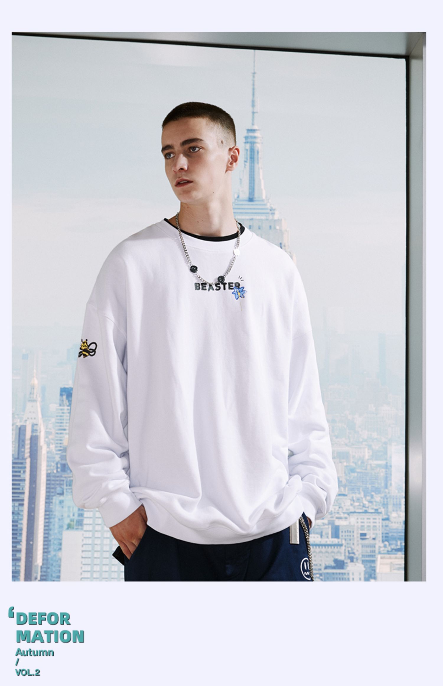 Beaster man's crew neck sweatshirt BR L010 Streetwear, B032082064