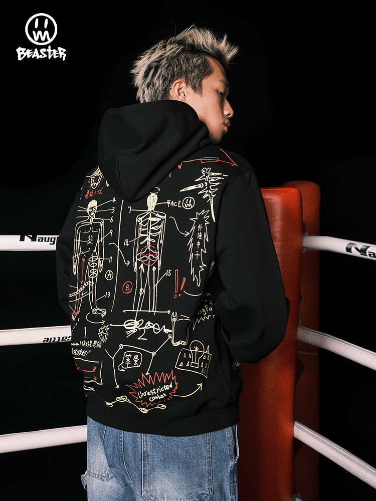 Beaster Man's hoodie sweatshirt BR L209 Streetwear, B31208J005