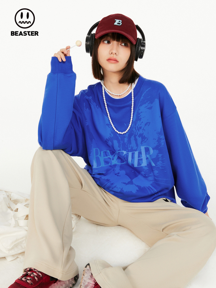 Beaster Man's and Women's Round neck sweatshirt BR L143 Streetwear, B23408W043