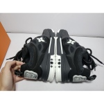 PKGoden   Louis Vuitton Leather lace up Skate Board Shoes Black 51BCOLRB