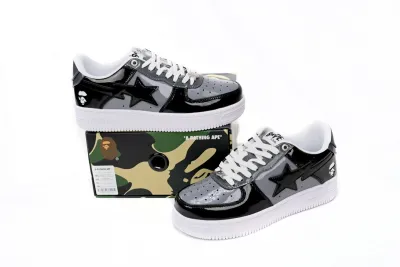 POP  A Bathing Ape Bape Sta Low Black Grey Baolan 1H20 191 046 02